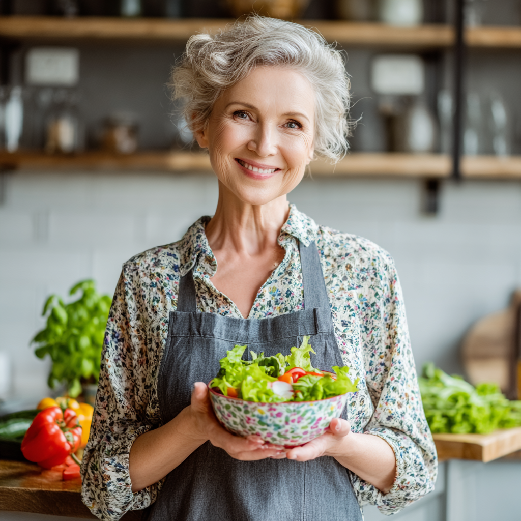 Smiling Ukrainian adults preparing healthy meals together in modern kitchen